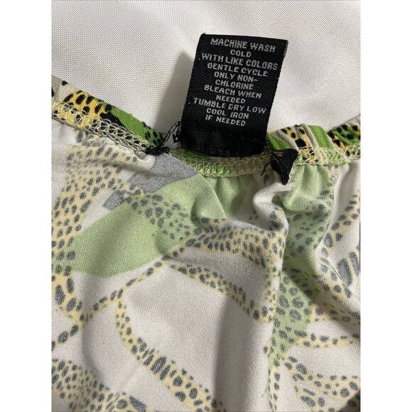 Robert Louis Women's Cold Shoulder Blouse Top Size Small Beige Tropical Print - Picture 10 of 11